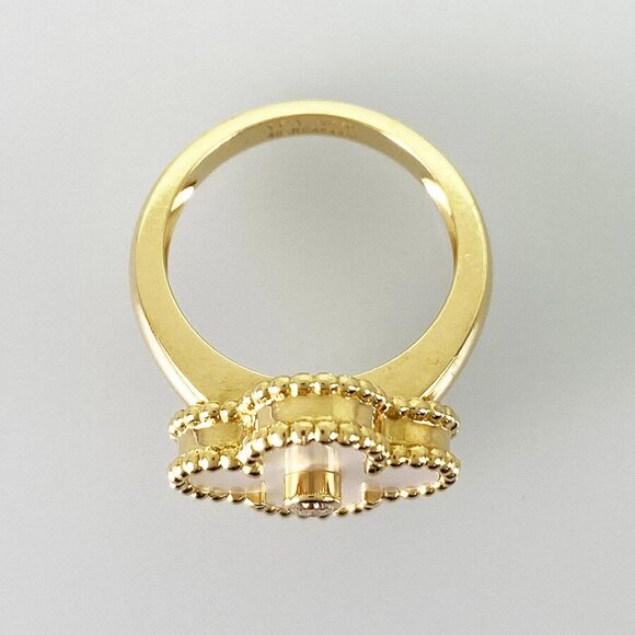 Van Cleef & Arpels Vintage Alhambra VCARA41148 Yellow gold Shell diamond Ring - Picture 3 of 14